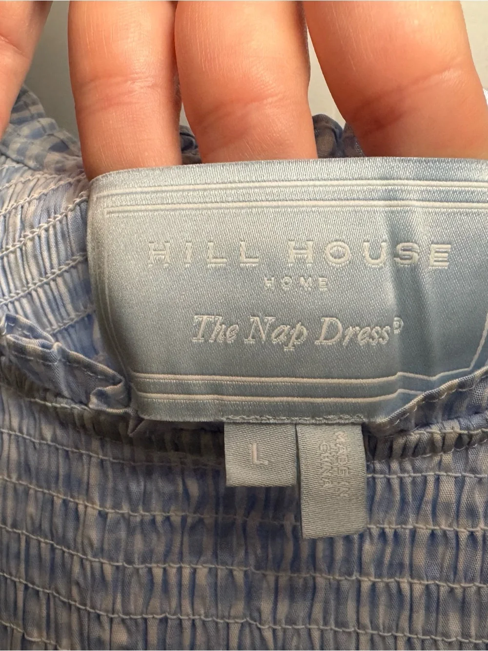 Hill House Home The Louisa Nap Dress Hydrangea Gingham Size Large L Like New - Picture 5 of 8